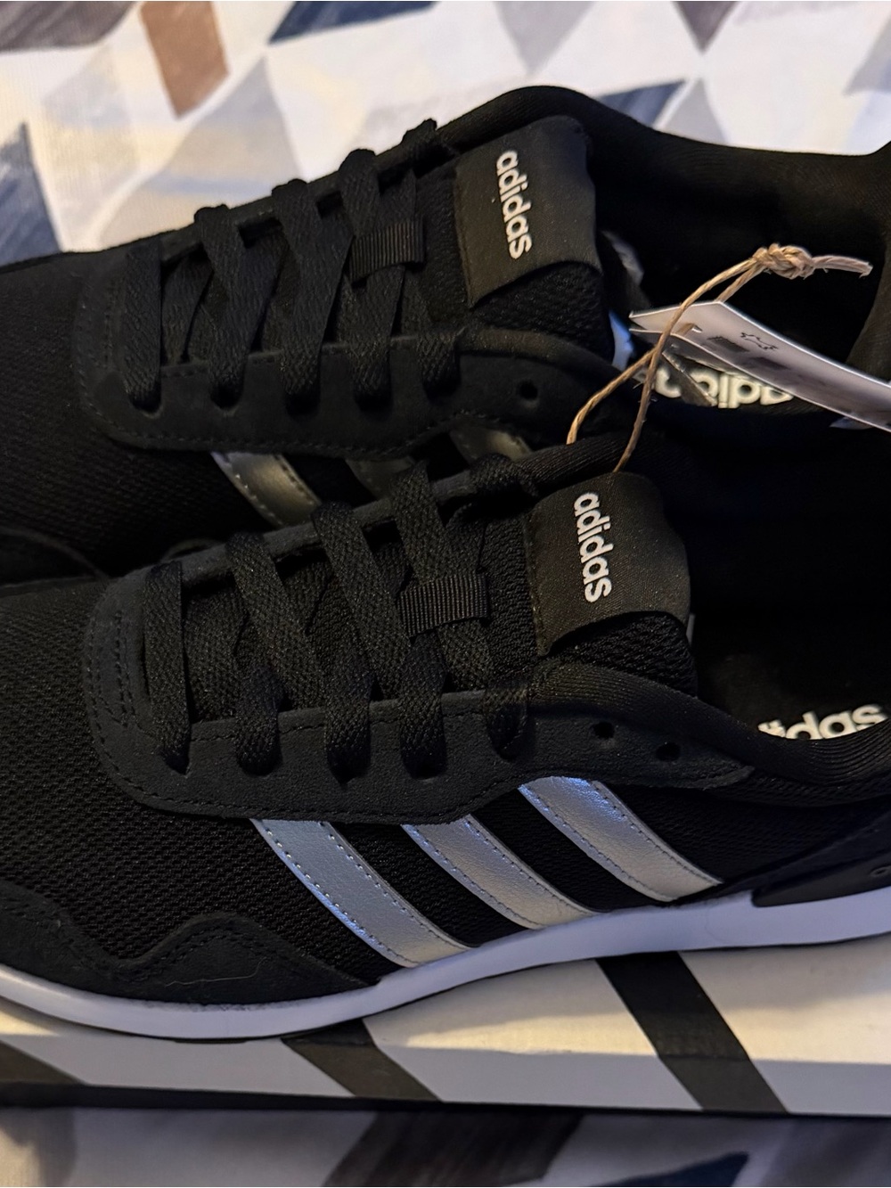 adidas Black Sneakers with Silver Three-Stripes